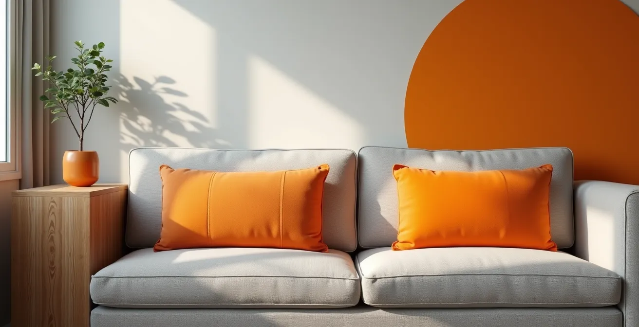 Home office demonstrating the 60-30-10 color rule with neutral base and accent colors