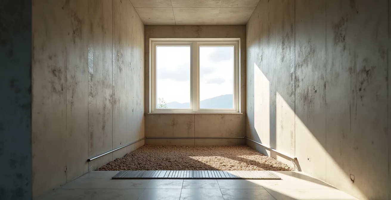 Properly installed basement egress window with safety ladder and drainage system