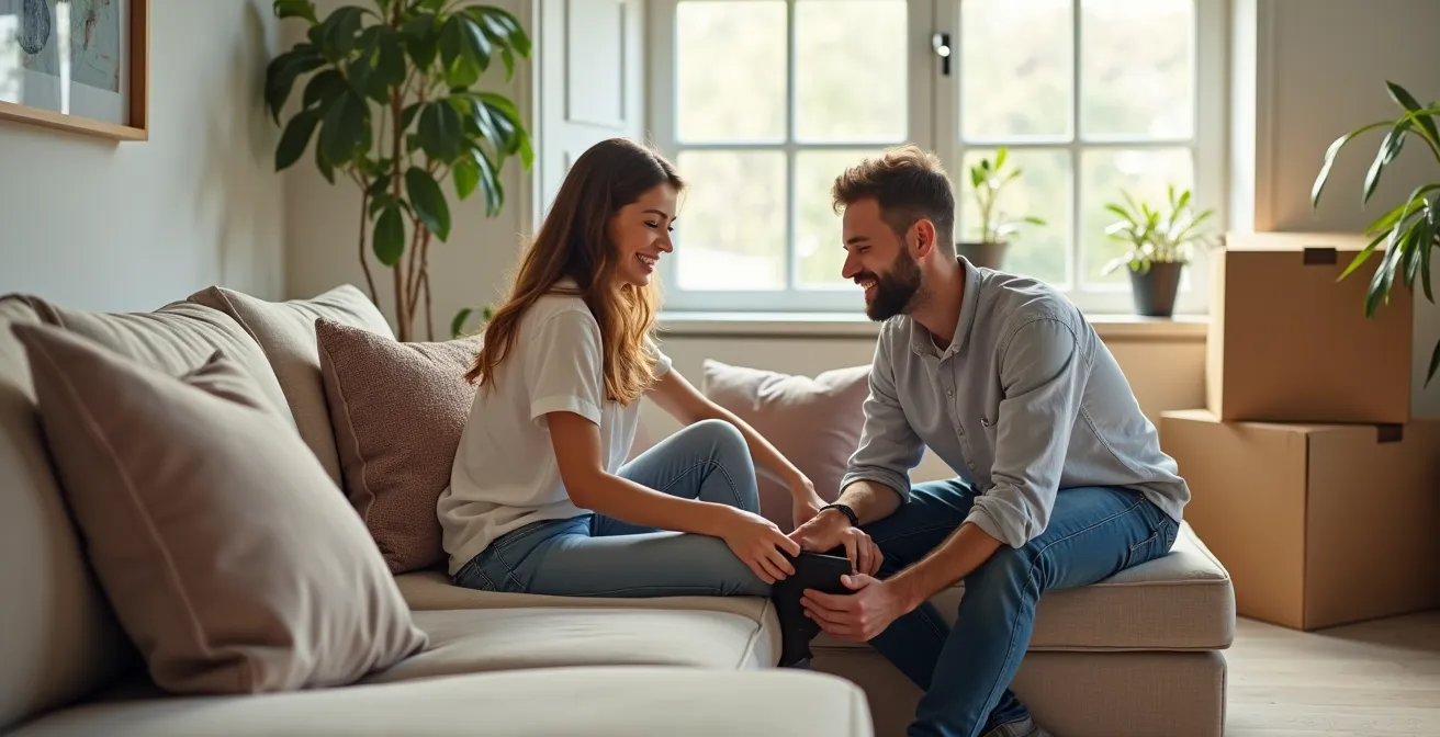 Modular velvet sofa showing flexible configuration options in modern apartment